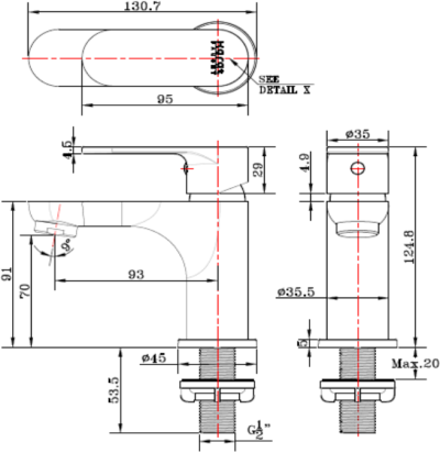 KF-58-610-50 ก๊อกอ่างล้างหน้า (น้ำเย็น) แบบติดเคาน์เตอร์ รุ่น ALPINA