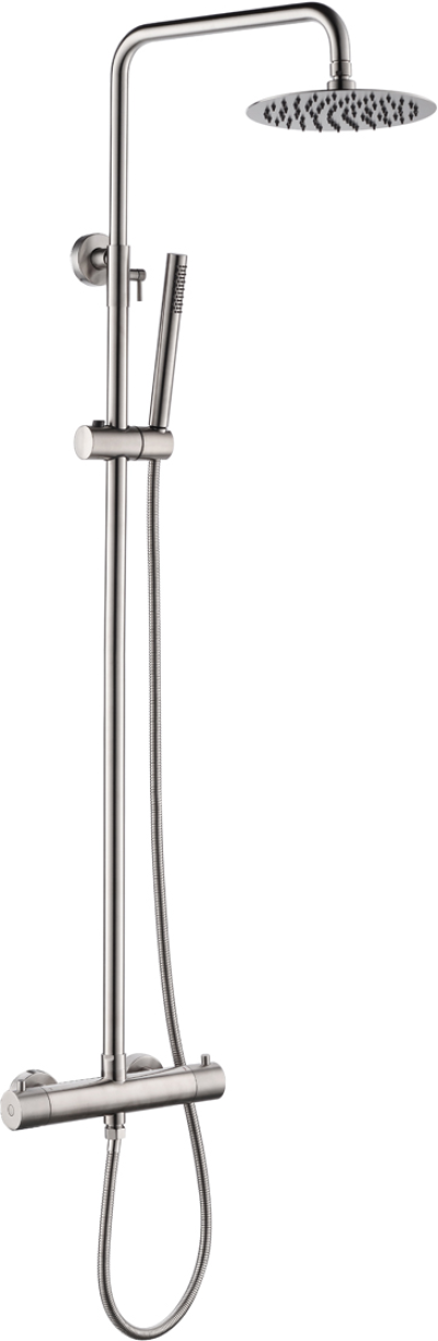 KRS-011-780-63 ก๊อกผสมยืนอาบติดผนัง พร้อมชุดฝักบัว Rain Shower และฝักบัวสายอ่อนปรับน้ำ 1 ระดับ(สแตนเลส 304)