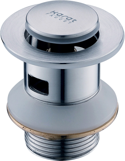 KA-08-257-63 สะดืออ่างล้างหน้าแบบกด (มีรูน้ำล้น) สแตนเลส 304