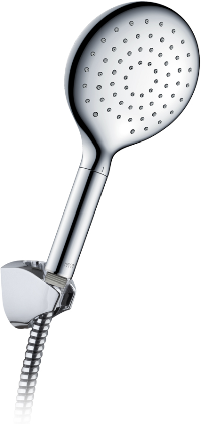 KS-12-213-50 ฝักบัวสายอ่อนสีโครเมียม ปรับน้ำ 3 ระดับ ขนาด Ø 14 ซม.พร้อมสายโลหะและขอแขวน