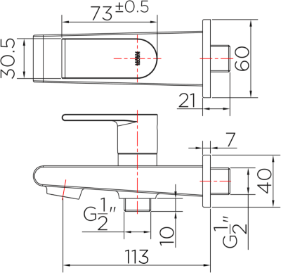 KF-46-871-63 ก๊อกเดี่ยวติดผนังพร้อมที่สลับทางน้ำ(Diverter)สำหรับฝักบัวสายอ่อน( สแตนเลส 304)