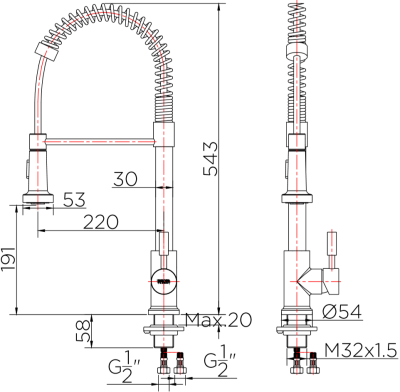 KF-31-916-63 ก๊อกซิงค์ (ผสม) แบบติดเคาน์เตอร์