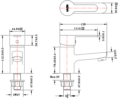 KF-34-610-50 ก๊อกอ่างล้างหน้า (น้ำเย็น) แบบติดเคาน์เตอร์