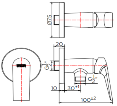 KF-51-870-50 ก๊อกเดี่ยวติดผนังแบบก้านโยกสำหรับฝักบัวสายอ่อน