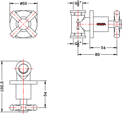 EC-01-450-50 ก๊อกเดี่ยวฝังผนัง สำหรับฝักบัวก้านแข็ง