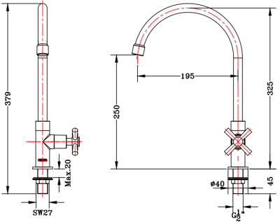 EC-01-511-50 ก๊อกซิงค์ (น้ำเย็น) แบบติดเคาน์เตอร์