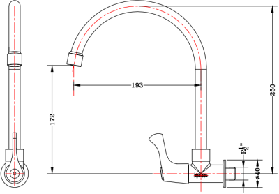 EC-03-531-50 ก๊อกซิงค์ (น้ำเย็น) แบบติดผนัง