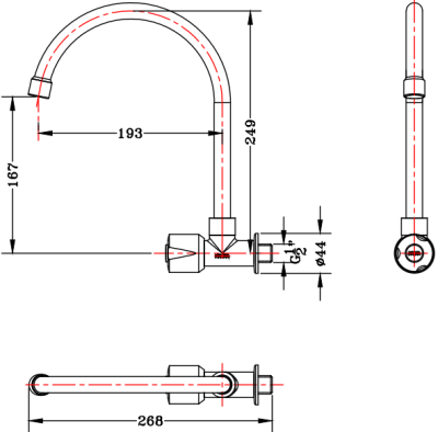 EC-01-531-50 ก๊อกซิงค์ (น้ำเย็น) แบบติดผนัง