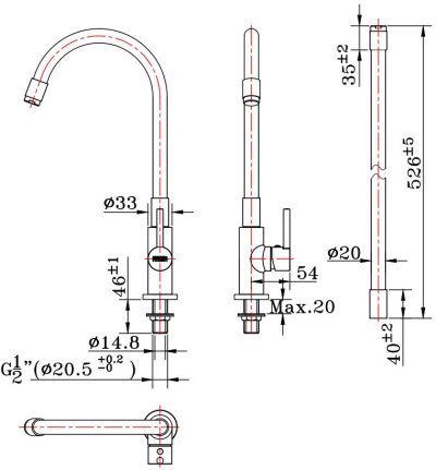 KF-27-916-55 ก๊อกซิงค์ (น้ำเย็น) แบบติดเคาน์เตอร์