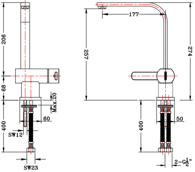KF-20-927-50 ก๊อกซิงค์ (ผสม) แบบติดเคาน์เตอร์