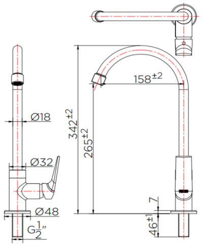 KF-51-917-50 ก๊อกซิงค์ (น้ำเย็น) แบบติดเคาน์เตอร์