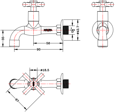 EC-01-401-50 ก๊อกเดี่ยวติดผนัง
