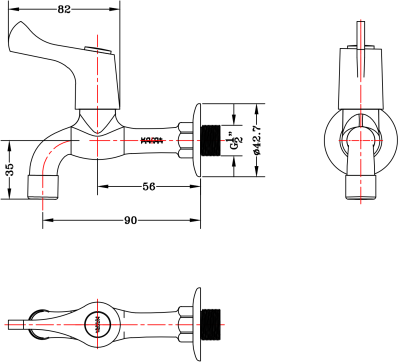 EC-03-401-50 ก๊อกเดี่ยวติดผนัง
