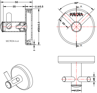 KB-12-132-ST ขอแขวนผ้า (สแตนเลส 304)