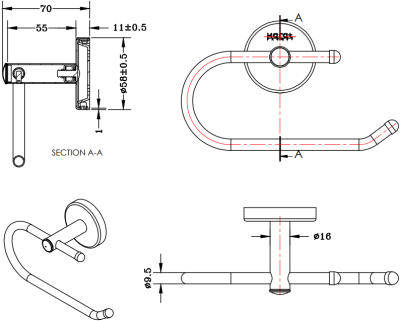 KB-12-331-ST ที่ใส่กระดาษชำระ (สแตนเลส 304)
