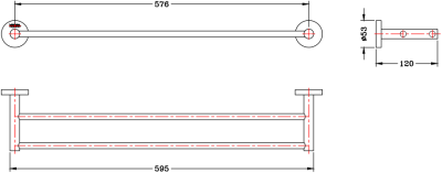 KB-11-612-50 ราวแขวนผ้าคู่ ยาว 60 ซม.