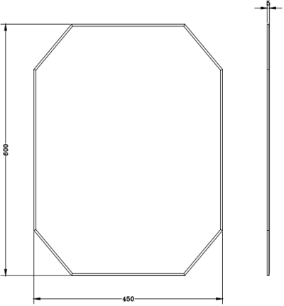 BW92-50 กระจกเงา ทรงแปดเหลี่ยม ขนาด 45x60 ซม.