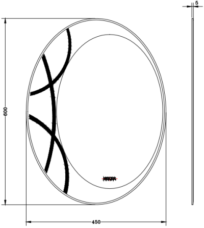 BW93A-50 กระจกเงา ทรงรี ขนาด 45x60 ซม. แกะลาย