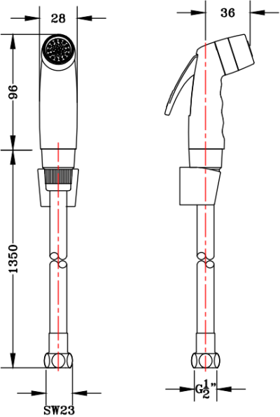 BW01-11 สายฉีดชำระ สีขาว