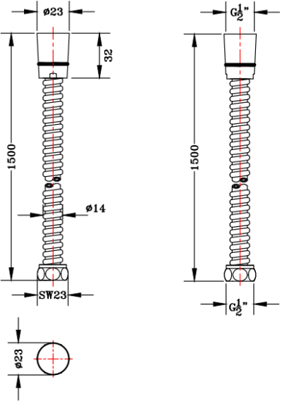BSW11-50 สายฝักบัวสแตนเลส 304 ยาว 150 ซม. (สีโครเมี่ยม)