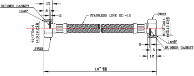 KA-01-500-18-WH สายน้ำดีสแตนเลสแบบถัก ยาว 18 นิ้ว