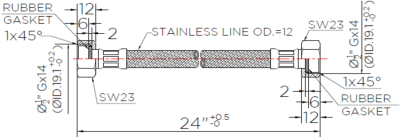 KA-01-500-24-WH สายน้ำดีสแตนเลสแบบถัก ยาว 24 นิ้ว