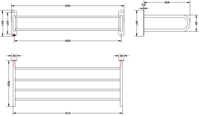 KB-01-932-63 ชั้นวางผ้ายาว 60 ซม.(สแตนเลส 304)