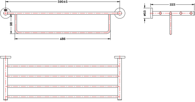 KB-11-912-50 ชั้นวางผ้า ขนาด 600x145x257 มม. (Ø 20 มม.)