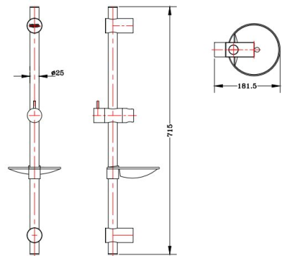 KS-07-721-50 ชุดราวเลื่อน ยาว 71.5 ซม. พร้อมจานวางสบู่