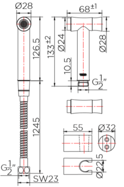 KA-18-345-63 สายฉีดชำระ สแตนเลส