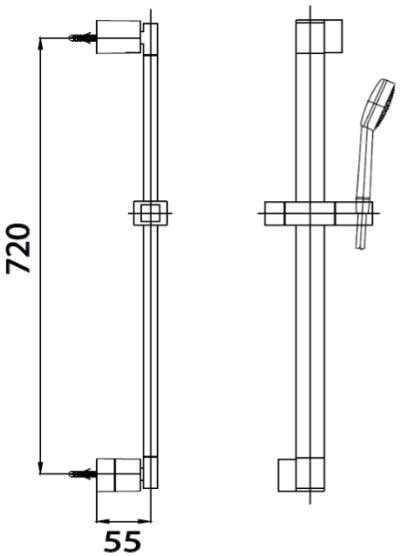 CT0131 ราวแขวนฝักบัวปรับระดับยาว 72 ซม.