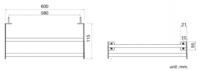 FBVHY-G101BS ราวแขวนผ้า 2 ชั้นขนาด600MM.เกรด201 HOY ผิวซาติน รุ่น SKIN
