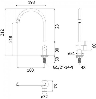 HFVSB-1000G9 ก๊อกเดี่ยวอ่างล้างชามตั้งพื้น รุ่น POCKET