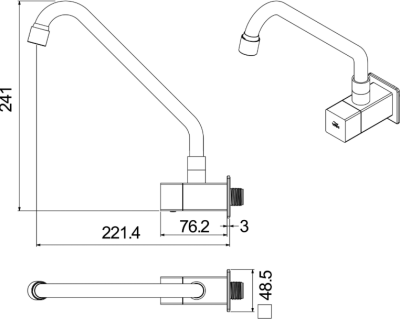 HFVSB-1120X1 ก๊อกเดี่ยวอ่างซิ้งค์ติดผนัง รุ่น CUBE