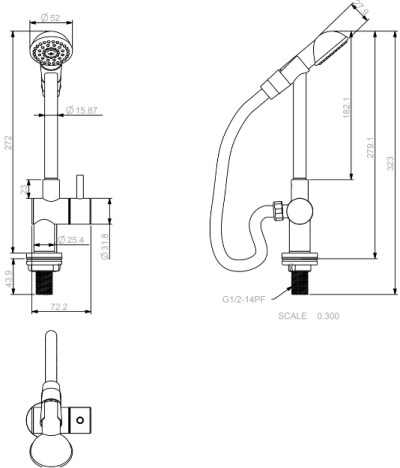HFVSB-1000G6 ก๊อกเดี่ยวอ่างซิงค์แบบสายฉีด รุ่น POCKET