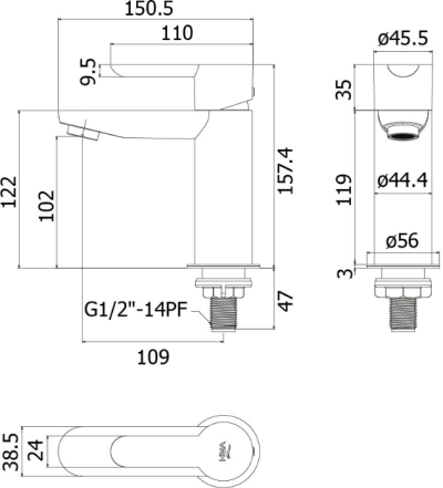 SAVE04-200036 ก๊อกอ่างล้างหน้า ชนิดประหยัดน้ำ ระดับ 4 รุ่น VILLA