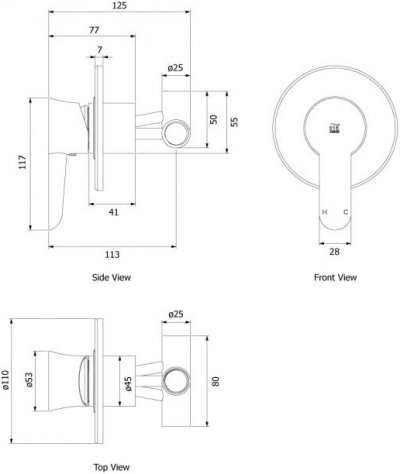 HFDSP-313131 ก๊อกฝักบัวเดี่ยวผสมฝังผนัง รุ่น RIVIERA