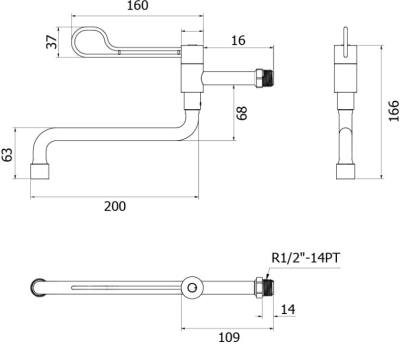 HFVSA-112003 ก๊อกเดี่ยวอ่างซิงค์ติดผนัง รุ่น PROFESSIONAL
