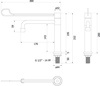 HFVSA-200002 ก๊อกเดี่ยวอ่างล้างหน้าคอสวิง แบบตั้งพื้น รุ่น PROFESSIONAL