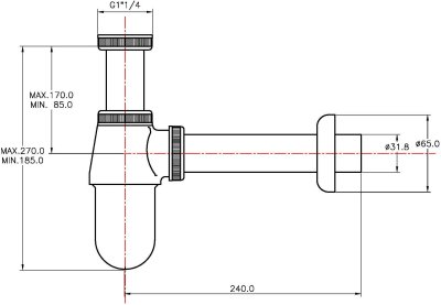 BP-02 ท่อน้ำทิ้งแบบกระปุก (ท่อน้ำทิ้งยาว 20 ซม.)