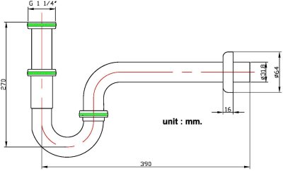 PT-01S ท่อน้ำทิ้ง แบบ P-TRAP (ท่อน้ำทิ้งยาว 30 ซม.) 902PT01S