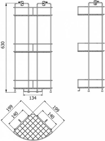HW105-W105T1 ชั้นวางของ 3 ชั้นเข้ามุม