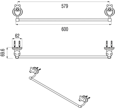 FBVHB-E101AS ราวแขวนผ้า ยาว 600มิล รุ่น POLAR.B