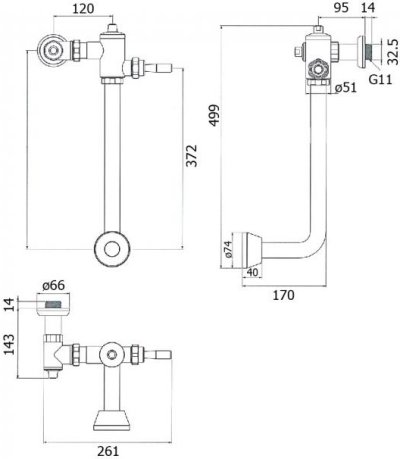 HFVSR-6120S2 ฟลัชวาล์วขับล้างแบบก้านโยก