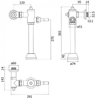 HFVSR-6120S1 ฟลัชวาล์วขับล้างโถส้วม