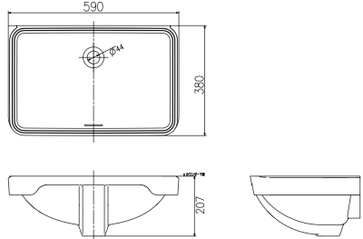 LW1536 อ่างล้างหน้าฝังใต้เคาน์เตอร์