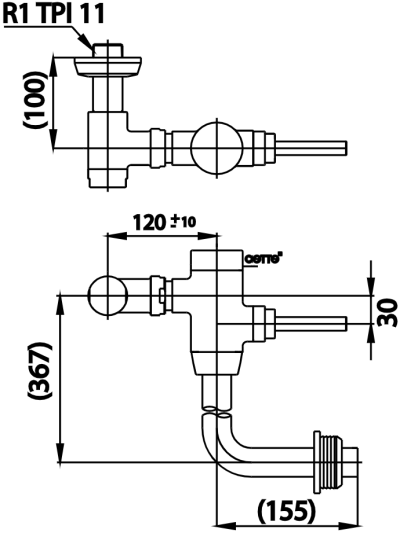 CT458XNL ฟลัชวาล์วโถสุขภัณฑ์ชนิด BACK INLET