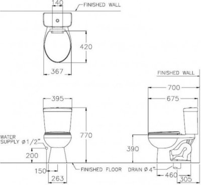 P12005 สุขภัณฑ์ แบบสองชิ้น 6 ลิตร รุ่น PURE