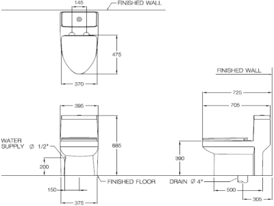 P10002 สุขภัณฑ์ แบบชิ้นเดียว 3/4.5 ลิตร