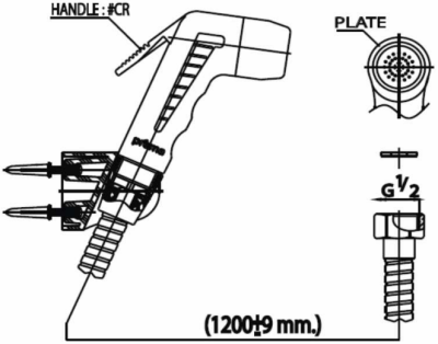 PM600K#WH(HM) ฝักบัวฉีดชำระสีขาวสายโครม